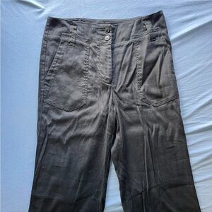 Black High Waisted Wide Leg Linen Trousers